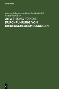 Anweisung für die Durchführung von Niederschlagsmessungen_cover