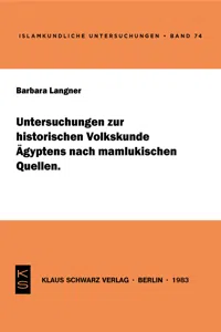 Untersuchungen zur historischen Volkskunde Ägyptens nach mamlukischen Quellen_cover