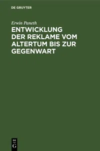 Entwicklung der Reklame vom Altertum bis zur Gegenwart_cover