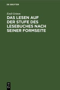 Das Lesen auf der Stufe des Lesebuches nach seiner Formseite_cover