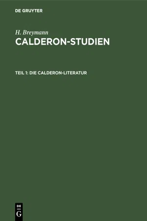 Die Calderon-Literatur