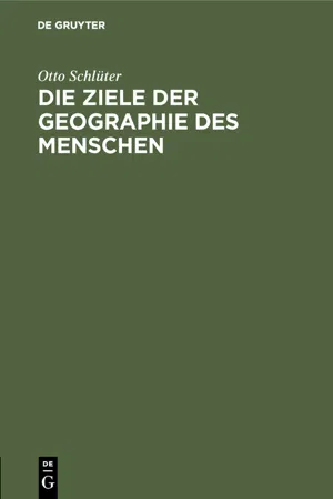 Die Ziele der Geographie des Menschen