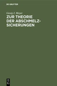 Zur Theorie der Abschmelzsicherungen_cover