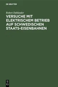 Versuche mit elektrischem Betrieb auf schwedischen Staats-Eisenbahnen_cover