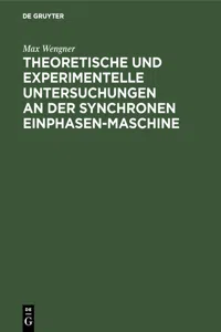 Theoretische und experimentelle Untersuchungen an der synchronen Einphasen-Maschine_cover