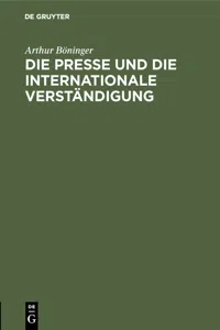 Die Presse und die internationale Verständigung_cover