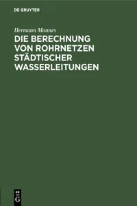 Die Berechnung von Rohrnetzen städtischer Wasserleitungen_cover