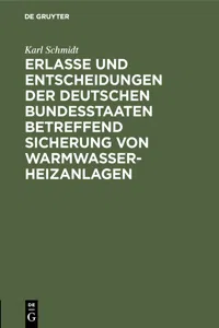 Erlasse und Entscheidungen der deutschen Bundesstaaten betreffend Sicherung von Warmwasser-Heizanlagen_cover