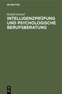 Intelligenzprüfung und psychologische Berufsberatung_cover