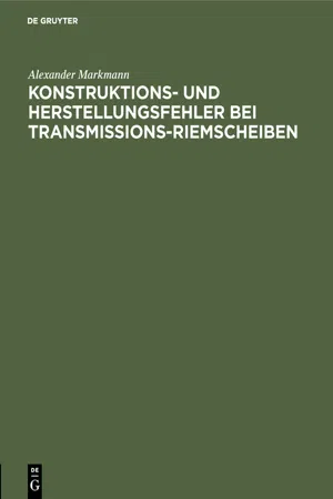 Konstruktions- und Herstellungsfehler bei Transmissions-Riemscheiben