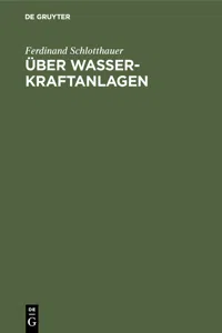 Über Wasserkraftanlagen_cover