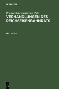 Verhandlungen des Reichseisenbahnrats. Heft 13/1925_cover