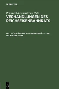 Übersicht der Einheitssätze der Reichsbahntarife_cover