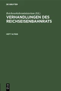 Verhandlungen des Reichseisenbahnrats. Heft 14/1926_cover