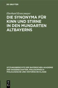 Die Synonyma für Kinn und Stirne in den Mundarten Altbayerns_cover