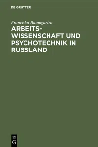 Arbeitswissenschaft und Psychotechnik in Russland_cover