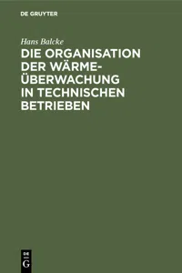 Die Organisation der Wärmeüberwachung in technischen Betrieben_cover