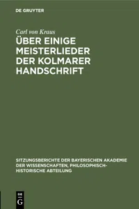 Über einige Meisterlieder der Kolmarer Handschrift_cover