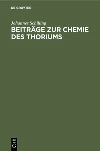 Beiträge zur Chemie des Thoriums_cover