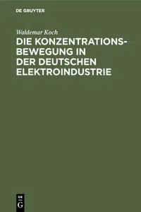 Die Konzentrationsbewegung in der deutschen Elektroindustrie_cover