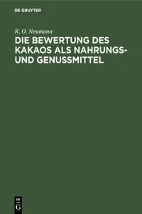 Die Bewertung des Kakaos als Nahrungs- und Genußmittel_cover