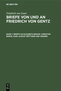 Briefe an Elisabeth Braun, Christian Barve, Karl August Böttiger und andere_cover