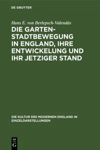 Die Gartenstadtbewegung in England, ihre Entwickelung und ihr jetziger Stand_cover