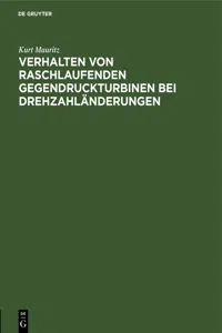 Verhalten von raschlaufenden Gegendruckturbinen bei Drehzahländerungen_cover