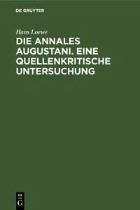 Die Annales Augustani. Eine quellenkritische Untersuchung_cover