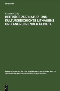 Beiträge zur Natur- und Kulturgeschichte Lithauens und angrenzender Gebiete_cover