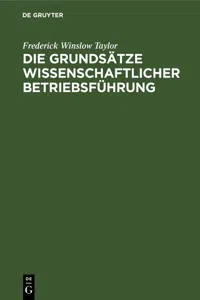 Die Grundsätze wissenschaftlicher Betriebsführung_cover