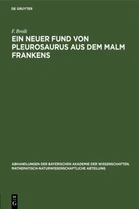 Ein neuer Fund von Pleurosaurus aus dem Malm Frankens_cover