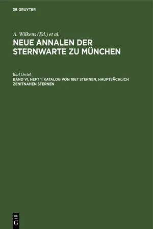 Katalog von 1867 Sternen, hauptsächlich zenitnahen Sternen