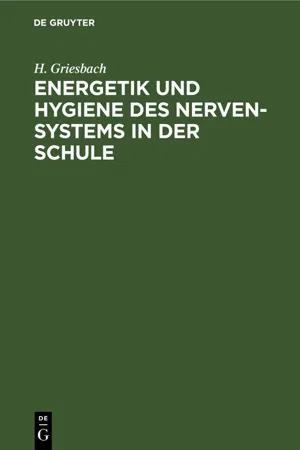 Energetik und Hygiene des Nerven-Systems in der Schule