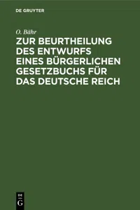 Zur Beurtheilung des Entwurfs eines bürgerlichen Gesetzbuchs für das Deutsche Reich_cover