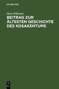 Beitrag zur ältesten Geschichte des Kosakentums_cover