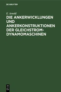 Die Ankerwicklungen und Ankerkonstruktionen der Gleichstrom-Dynamomaschinen_cover