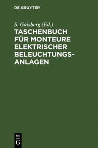 Taschenbuch für Monteure elektrischer Beleuchtungsanlagen_cover