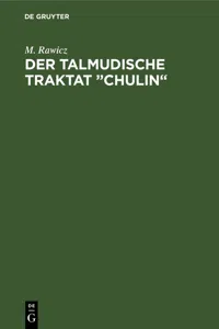 Der talmudische Traktat "Chulin"_cover