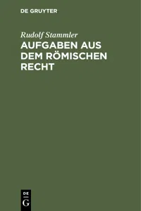 Aufgaben aus dem römischen Recht_cover