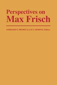 Perspectives on Max Frisch_cover