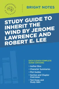 Study Guide to Inherit the Wind by Jerome Lawrence and Robert E. Lee_cover