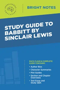 Study Guide to Babbitt by Sinclair Lewis_cover