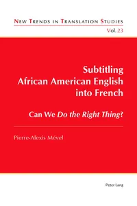 Subtitling African American English into French_cover