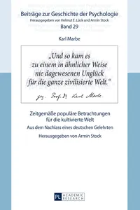 Karl Marbe: Zeitgemäße populäre Betrachtungen für die kultivierte Welt_cover