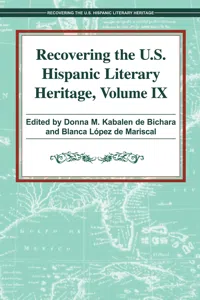 Recovering the U.S. Hispanic Literary Heritage, Vol. IX_cover