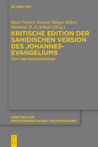 Kritische Edition der sahidischen Version des Johannesevangeliums_cover