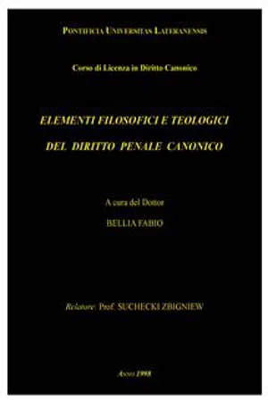 Elementi filosofici e teologici del diritto penale canonico