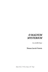 O MAGNUM MYSTERIUM - T.L. de Victoria - Mottetto for SATB Choir_cover