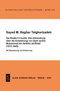 Die Risala fi l-hudut von Sadr ad-Din Muhammad Ibn Ibrahim as-Sirazi_cover